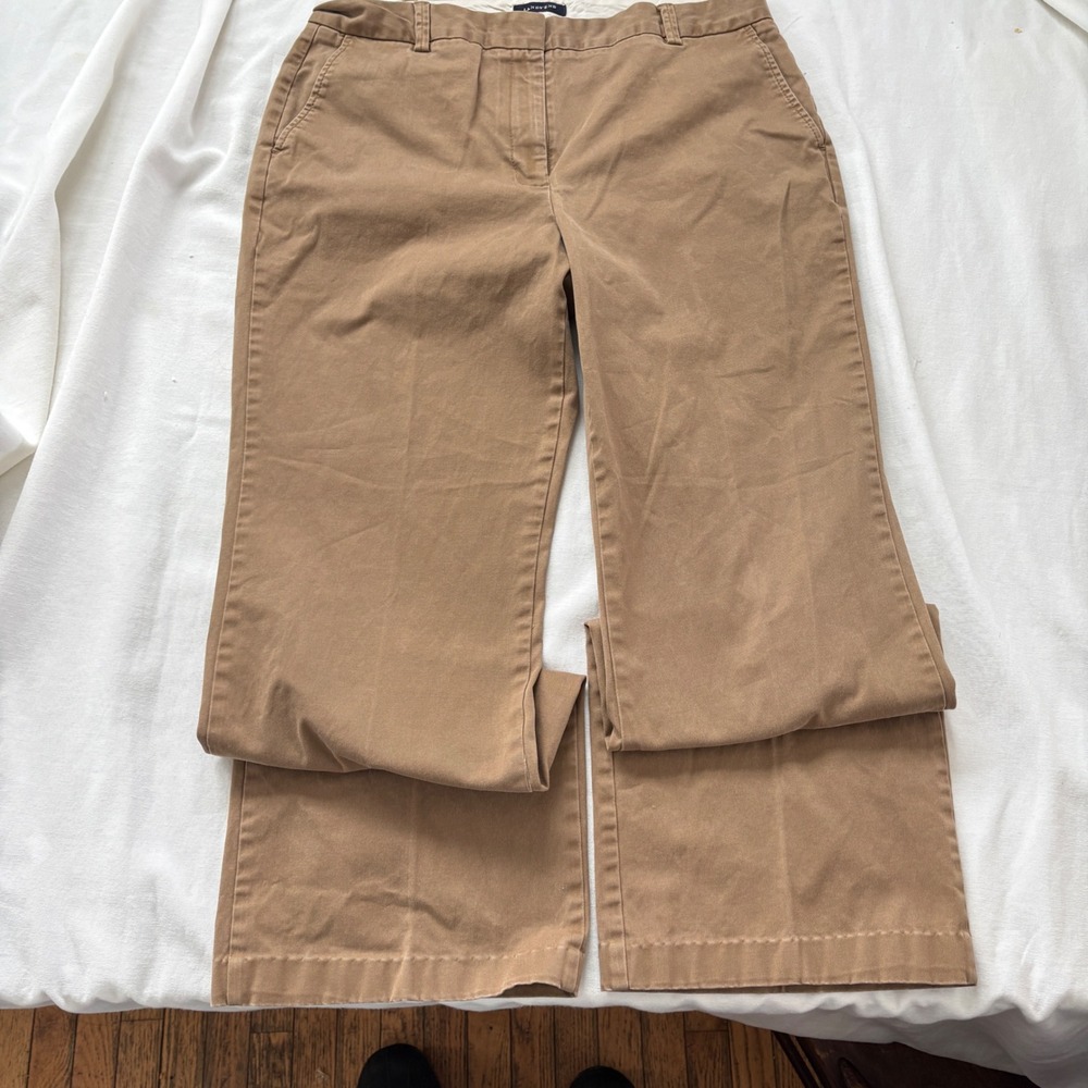 Lands End Fit 2 Womens 12T Brown Chino Pants Wide Leg Cotton Stretch 421914